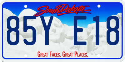SD license plate 85YE18