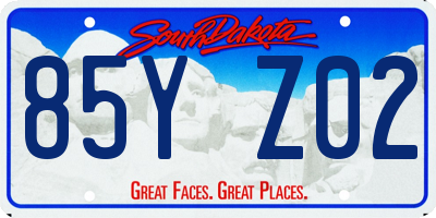 SD license plate 85YZ02