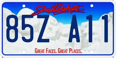 SD license plate 85ZA11