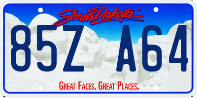 SD license plate 85ZA64