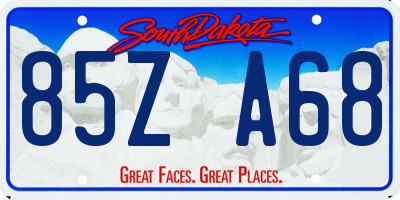 SD license plate 85ZA68