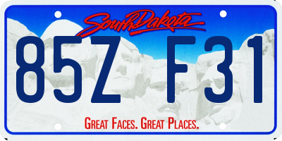 SD license plate 85ZF31