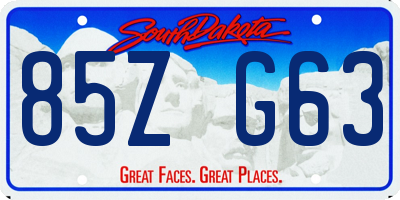 SD license plate 85ZG63