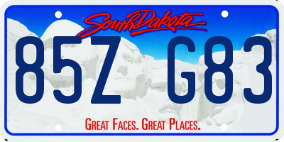 SD license plate 85ZG83