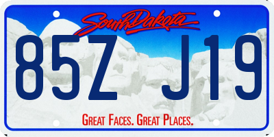 SD license plate 85ZJ19