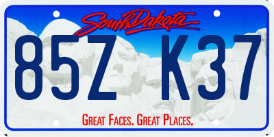 SD license plate 85ZK37
