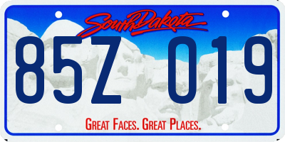 SD license plate 85ZO19