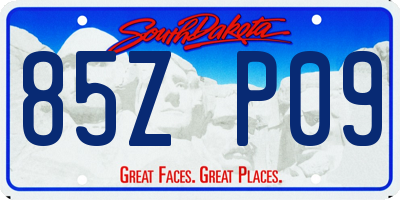SD license plate 85ZP09