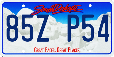 SD license plate 85ZP54