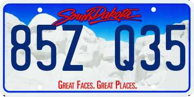 SD license plate 85ZQ35