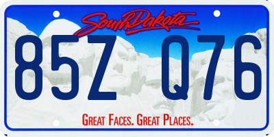 SD license plate 85ZQ76