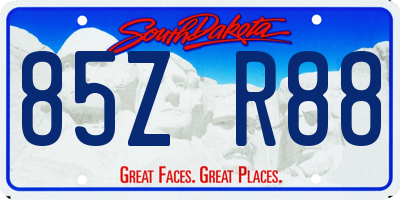 SD license plate 85ZR88