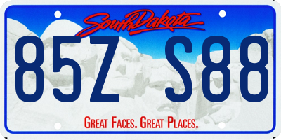 SD license plate 85ZS88