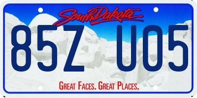 SD license plate 85ZU05
