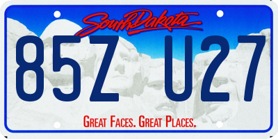 SD license plate 85ZU27