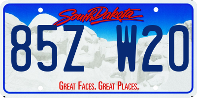 SD license plate 85ZW20