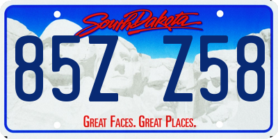 SD license plate 85ZZ58