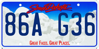 SD license plate 86AG36
