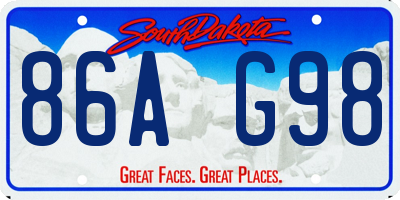 SD license plate 86AG98