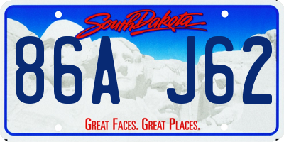 SD license plate 86AJ62