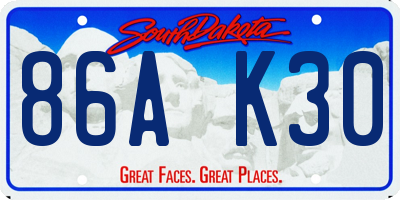 SD license plate 86AK30