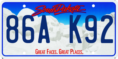 SD license plate 86AK92