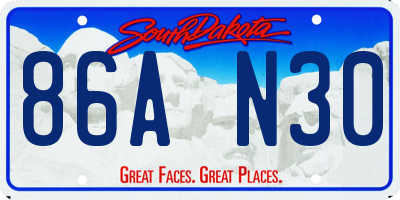 SD license plate 86AN30