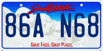 SD license plate 86AN68