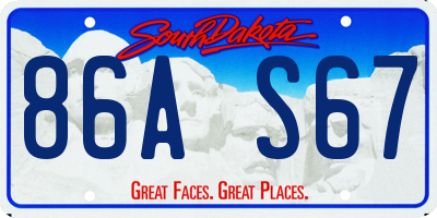 SD license plate 86AS67