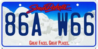 SD license plate 86AW66