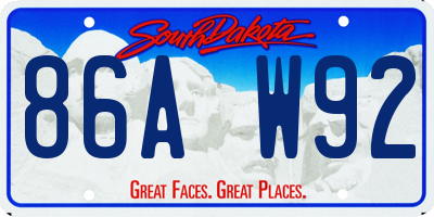SD license plate 86AW92