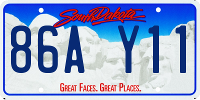 SD license plate 86AY11