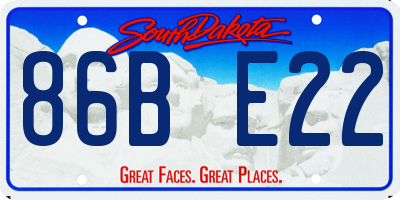 SD license plate 86BE22