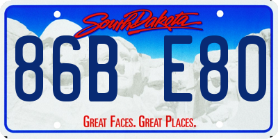 SD license plate 86BE80