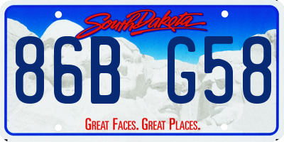 SD license plate 86BG58