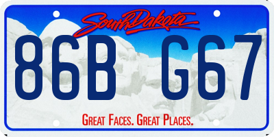 SD license plate 86BG67