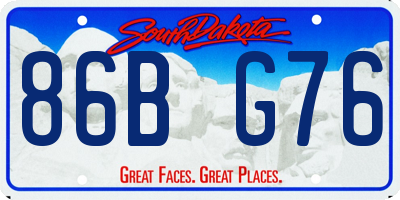 SD license plate 86BG76