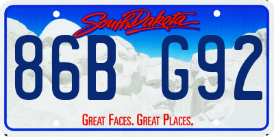 SD license plate 86BG92