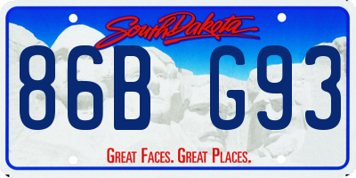 SD license plate 86BG93