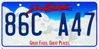 SD license plate 86CA47