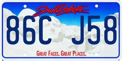 SD license plate 86CJ58