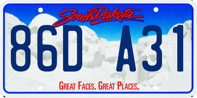 SD license plate 86DA31
