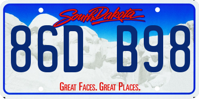 SD license plate 86DB98
