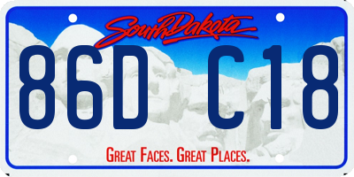 SD license plate 86DC18