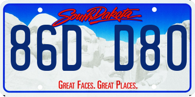 SD license plate 86DD80