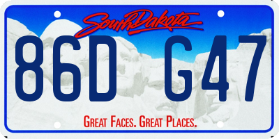SD license plate 86DG47