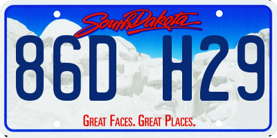 SD license plate 86DH29