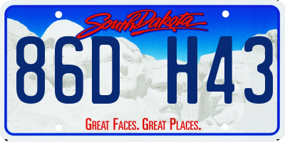 SD license plate 86DH43