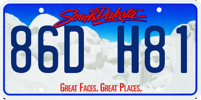 SD license plate 86DH81