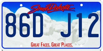 SD license plate 86DJ12